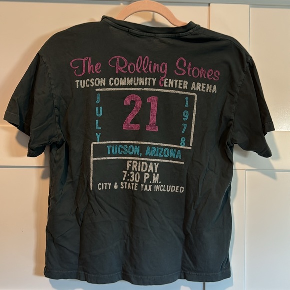 DAYDREAMER Rolling Stones 78 Ticket Boyfriend Tee in Vintage Black Size X-Small - Picture 3 of 5